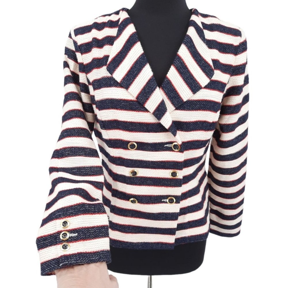 NEW CABI 5094 Cruise Jacket Nautical Stripe Double Breast Blazer 6 Tailored - Picture 3 of 12